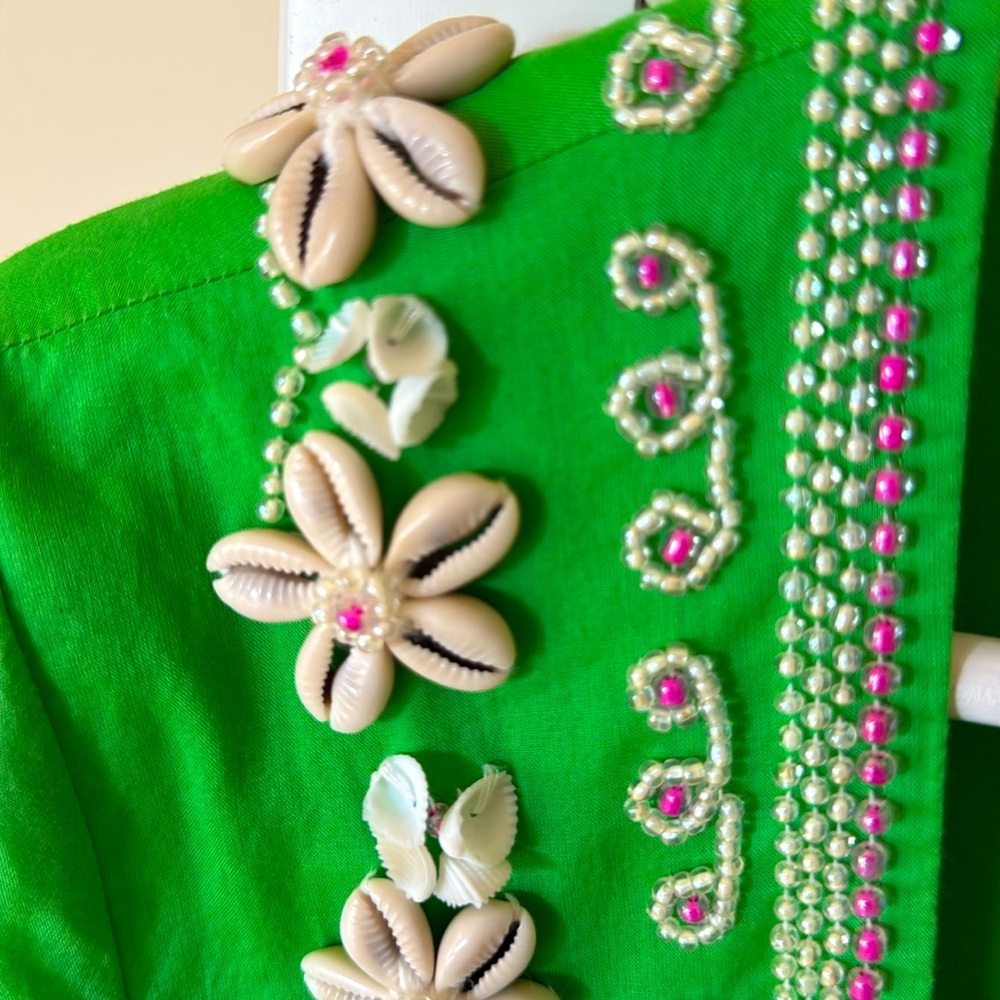Lily Pulitzer Green shell Embroidered Women's kimono coverup shirt jacket XS - Picture 4 of 8